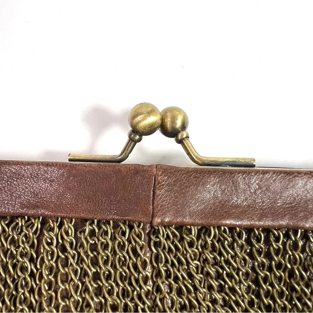 Monserat De Lucca Chain Fringe Leather Clutch Brown - Picture 5 of 11